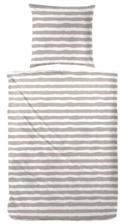 Bettwäsche STRIPE weiß/braun