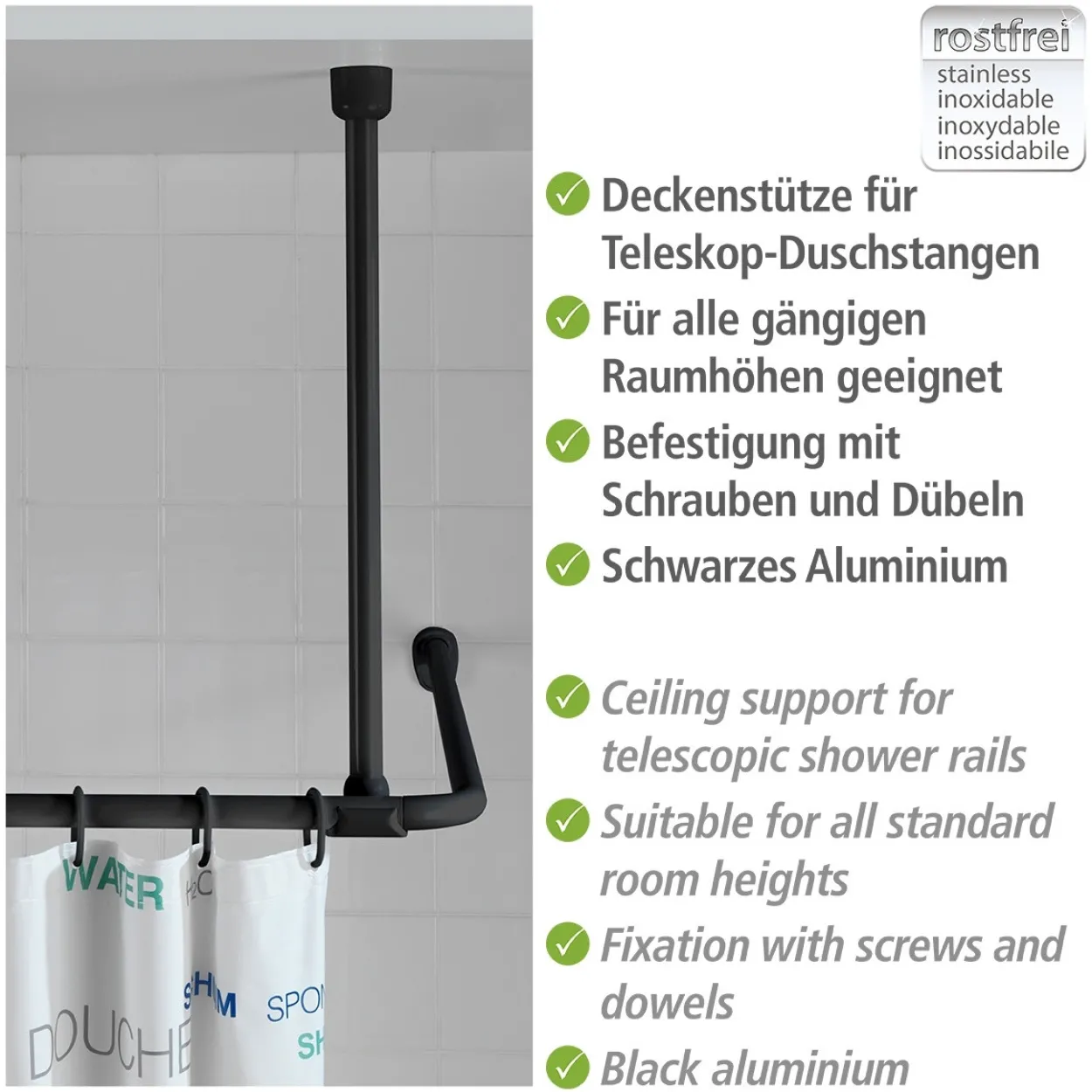 Deckenstütze für Duschstangen
