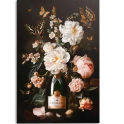 Glasbild CHAMPAGNE FLOWERS