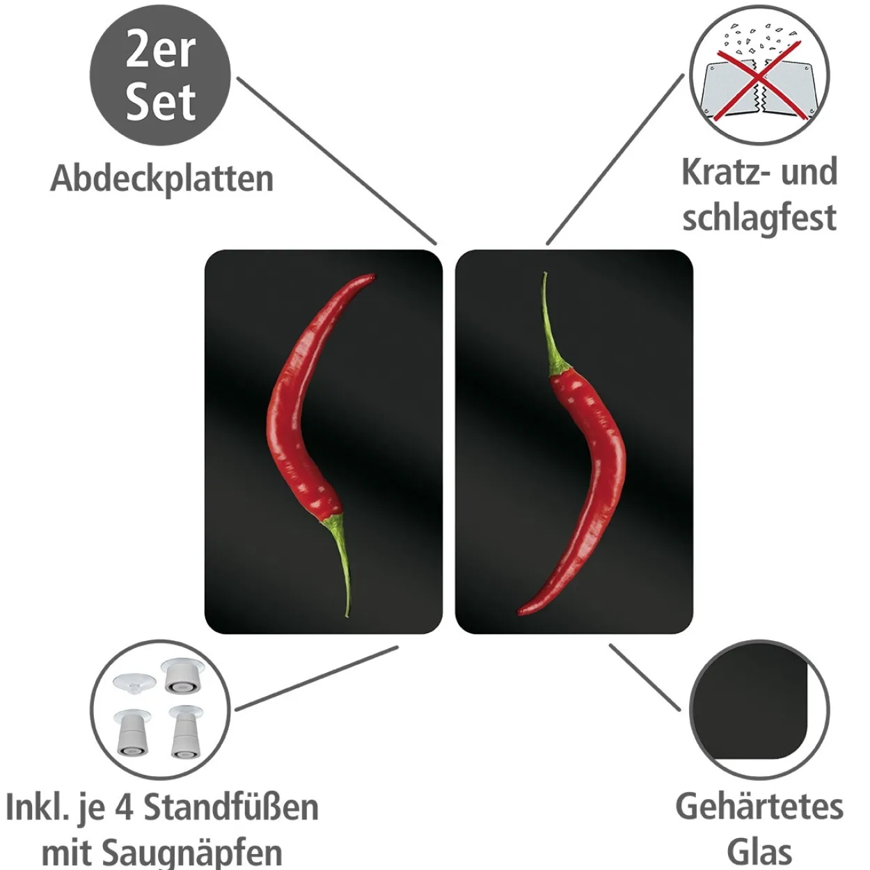 Herdabdeckplatte 2er Set