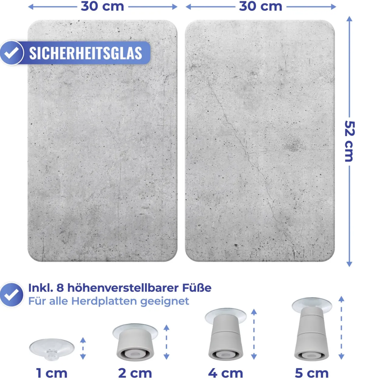 Herdabdeckplatte 2er Set BETON