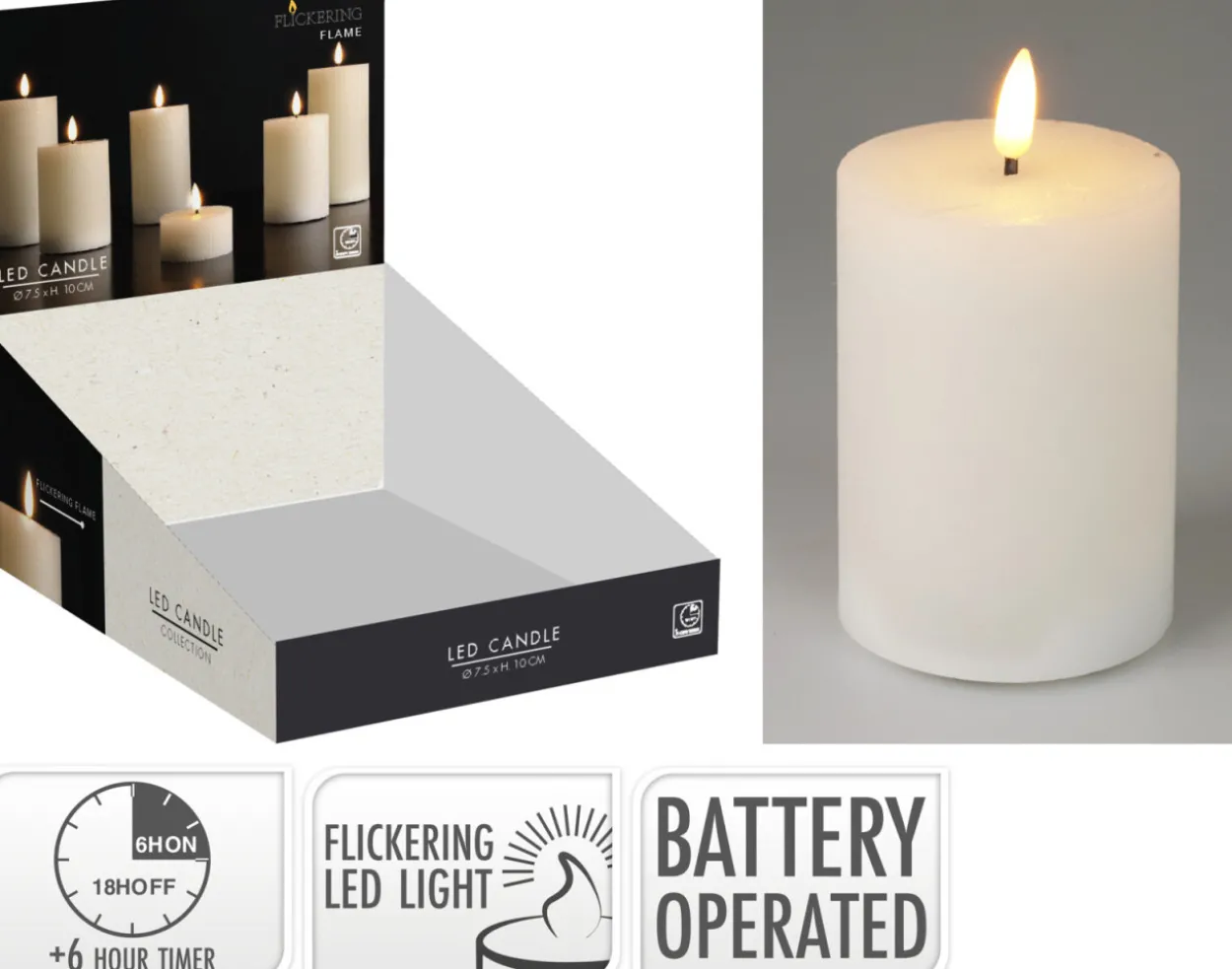 Kerze LED WHITE